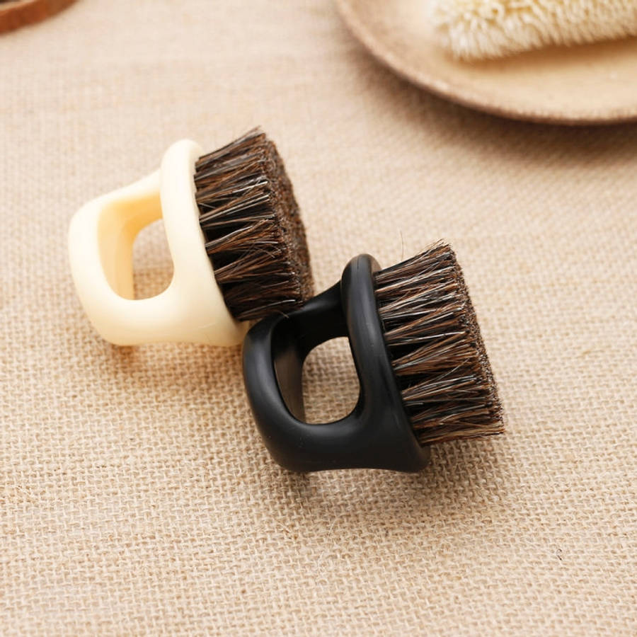 Men Ring Design Portable Boar Brush Black ABS Haircut Cleaning Shaving Brush