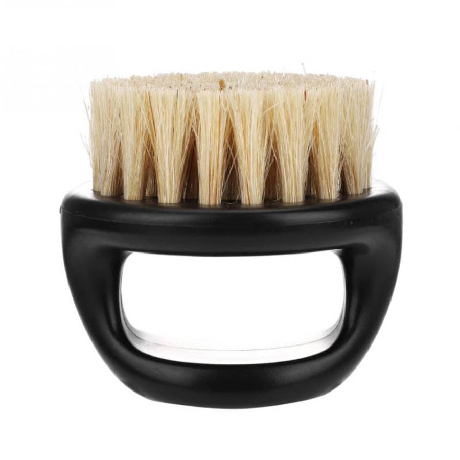 Men Ring Design Portable Boar Brush Black ABS Haircut Cleaning Shaving Brush