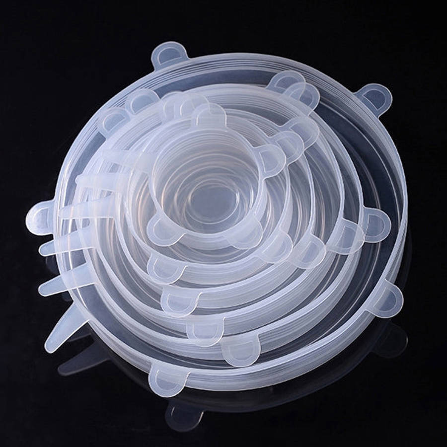 6 PCS / Set Food Grade Silicone Sealing Lids Fresh Keeping Covers, Silicone Sealing Lids