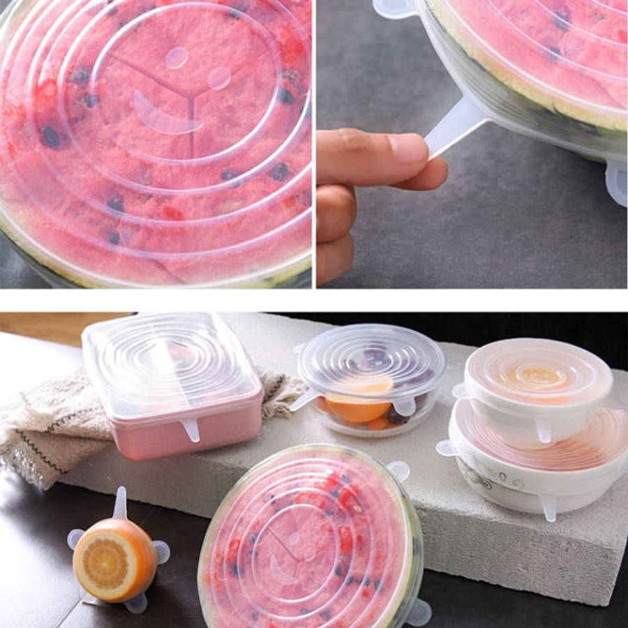 6 PCS / Set Food Grade Silicone Sealing Lids Fresh Keeping Covers, Silicone Sealing Lids
