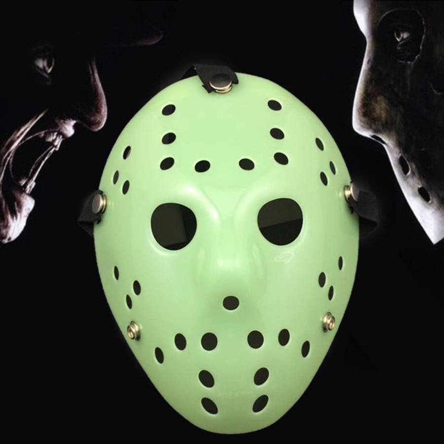 Halloween Party Cool Thicken Jason Mask, Fluorescent Green, Gold, Red + White, Silver