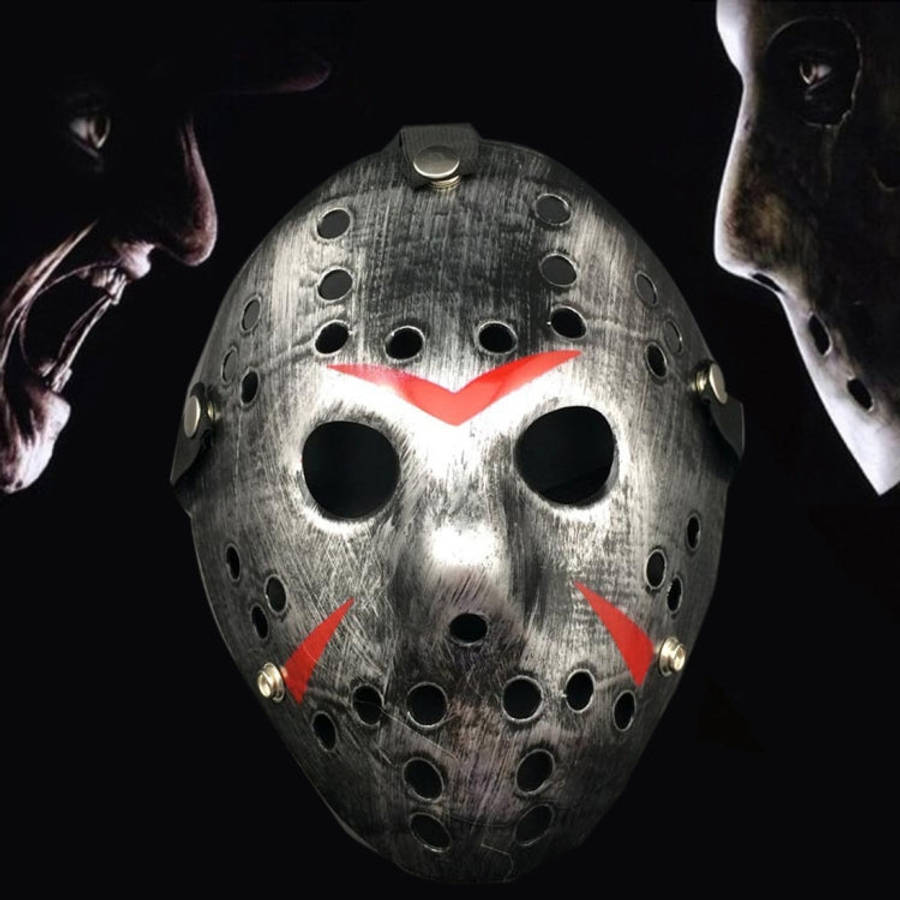 Halloween Party Cool Thicken Jason Mask, Fluorescent Green, Gold, Red + White, Silver