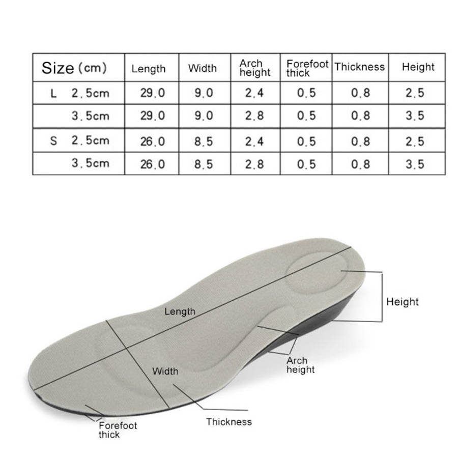 2.5cm PU Breathable Sport Height Increase Insoles, Size: L, Size: L (2.5cm)