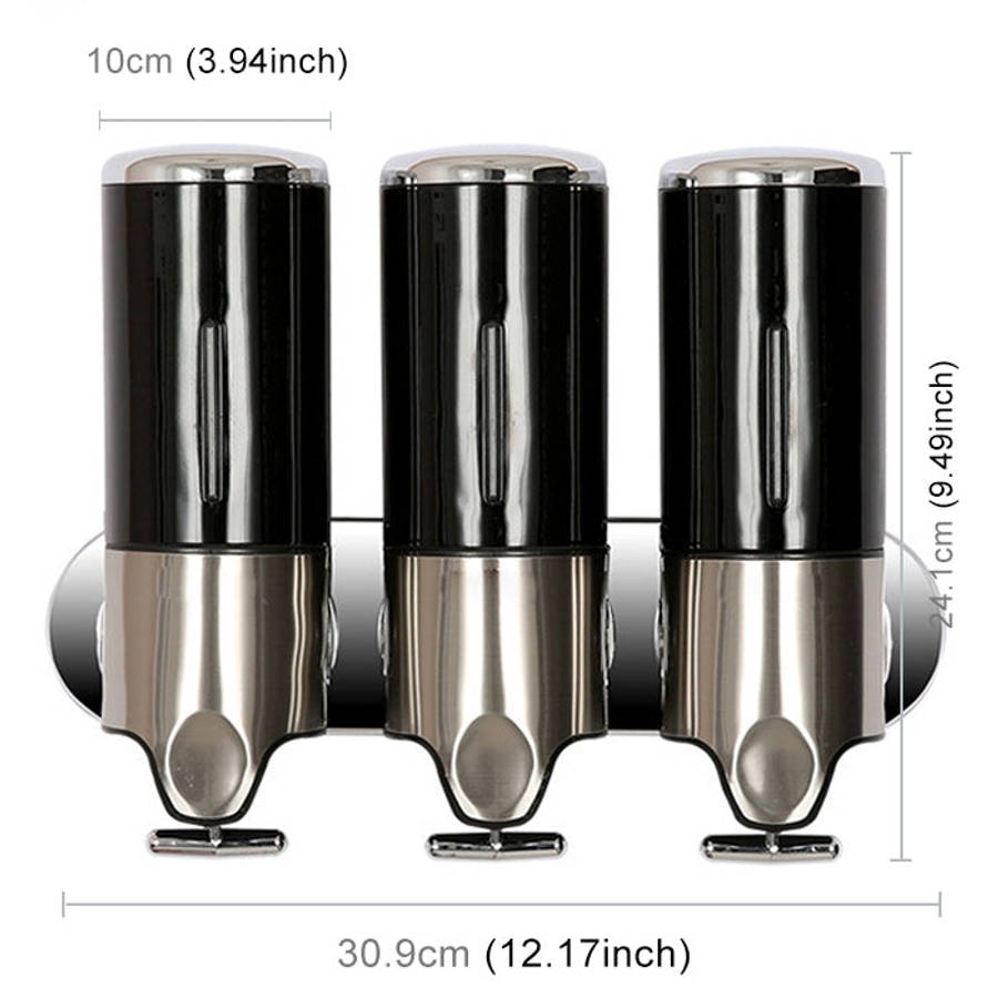 Triple Hotel Shower Manual Dispenser Wall Mounted Washing Liquid Shampoo Soap Bottle, Capacity: 1...