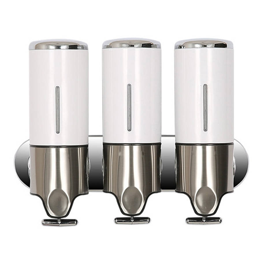 Triple Hotel Shower Manual Dispenser Wall Mounted Washing Liquid Shampoo Soap Bottle, Capacity: 1...