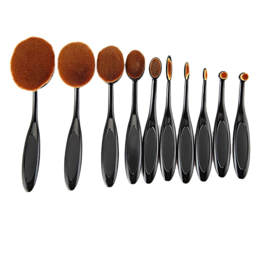 10 PCS Toothbrush Style Handle Makeup Brush Eyebrow Brush Set, Black