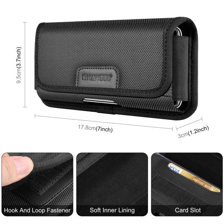 HAWEEL 6.1-6.8 inch Nylon Cloth Phone Belt Clip Horizontal Carrying Pouch with Card Slot