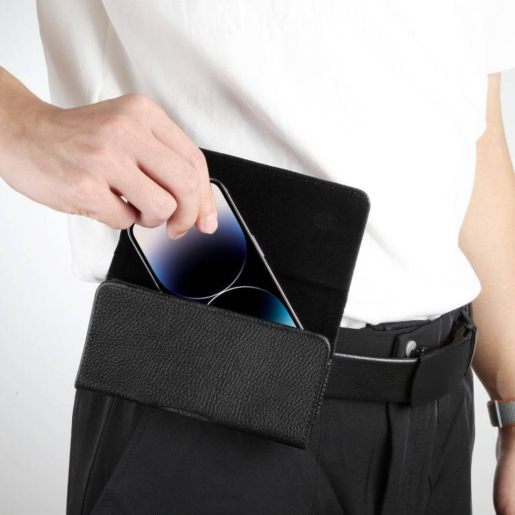 HAWEEL 6.1-6.8 inch Litchi Texture Genuine Leather Phone Belt Clip Horizontal Carrying Pouch
