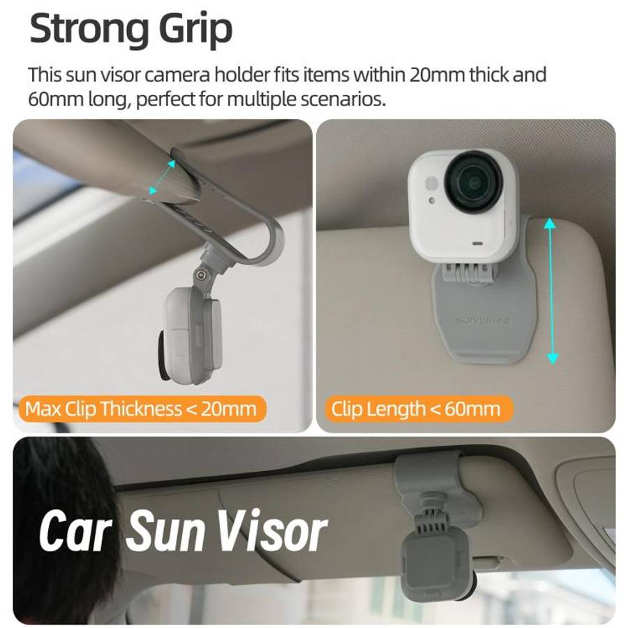 For Insta360 GO Ultra Sunnylife Magnetic Car Sun Visor Mount Action Camera Holder 360 Rotating 18...