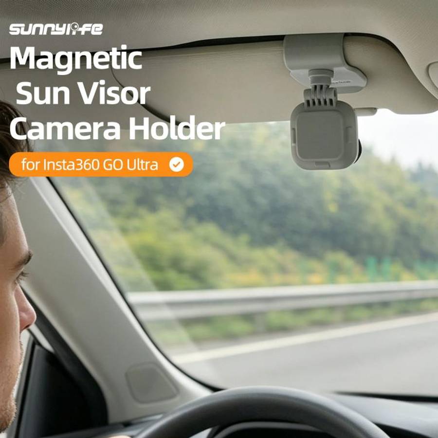 For Insta360 GO Ultra Sunnylife Magnetic Car Sun Visor Mount Action Camera Holder 360 Rotating 18...