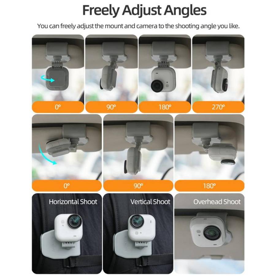 For Insta360 GO Ultra Sunnylife Magnetic Car Sun Visor Mount Action Camera Holder 360 Rotating 18...