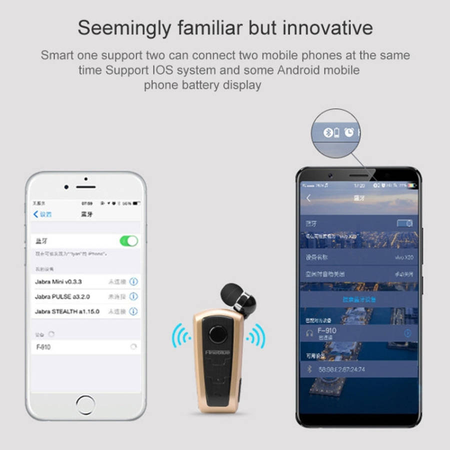 Fineblue F910 CSR4.1 Retractable Cable Caller Vibration Reminder Anti-theft Bluetooth Headset