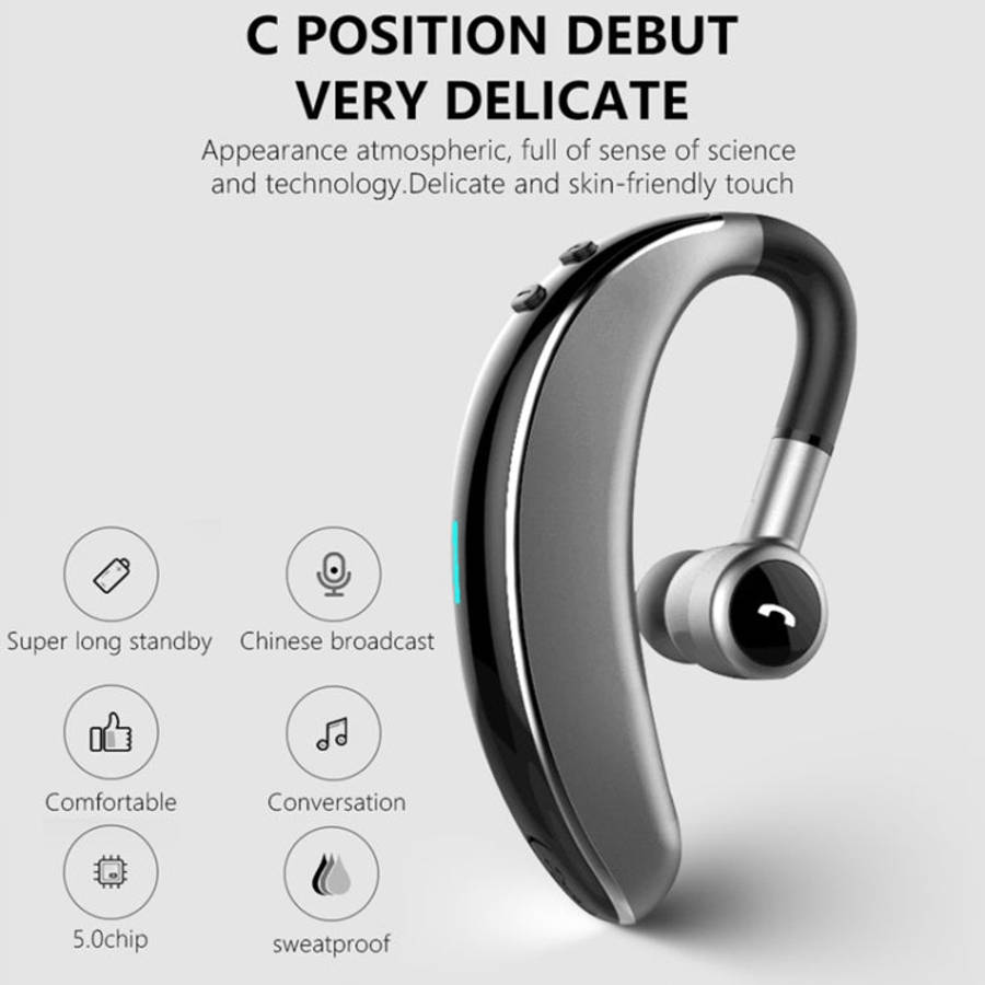 V7 Bluetooth 5.0 Business Style Wireless Stereo Sports Bluetooth Earphone, Support Inform Caller ...