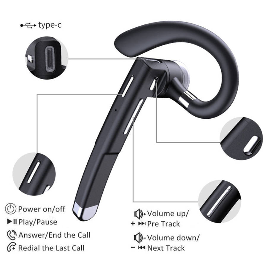 YYK-520 Single Rotatable Earhook Noise Cancelling Wireless Bluetooth Earphone, Specification: Sim...
