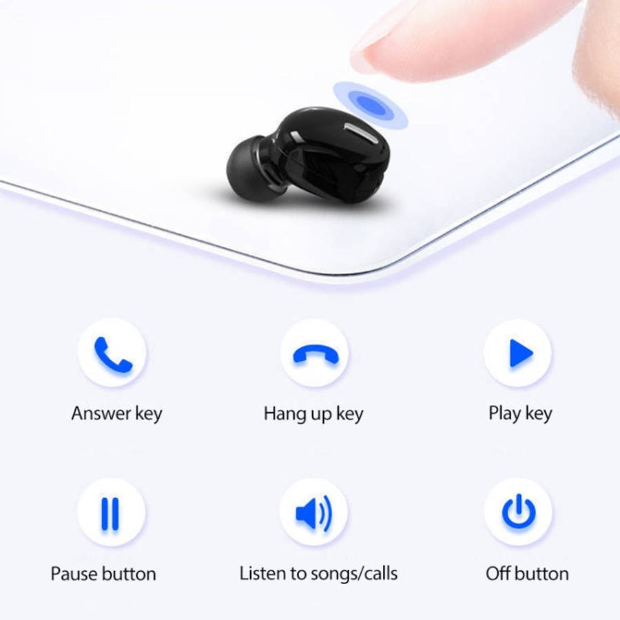 X9 Wireless Bluetooth 5.0 Mini In-Ear Unilateral Earphone, X9 Black, X9 White