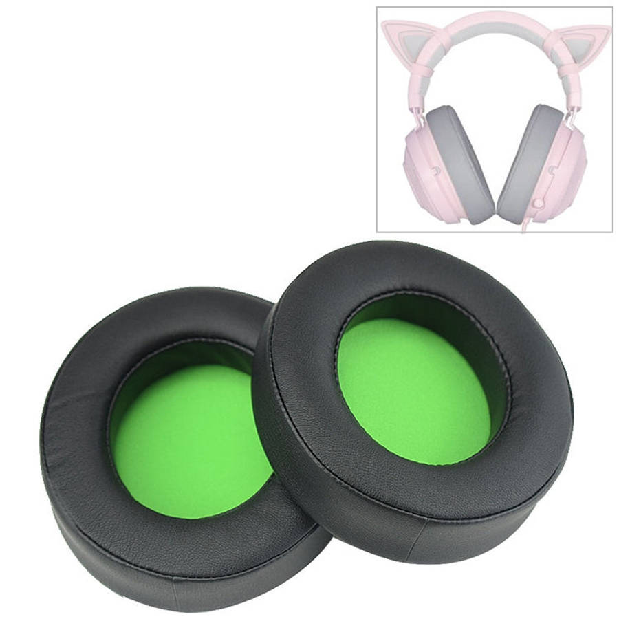 2 PCS For Razer Kraken 7.1 V2 Pro Headphone Cushion Sponge Green Net Cover Earmuffs Replacement E...