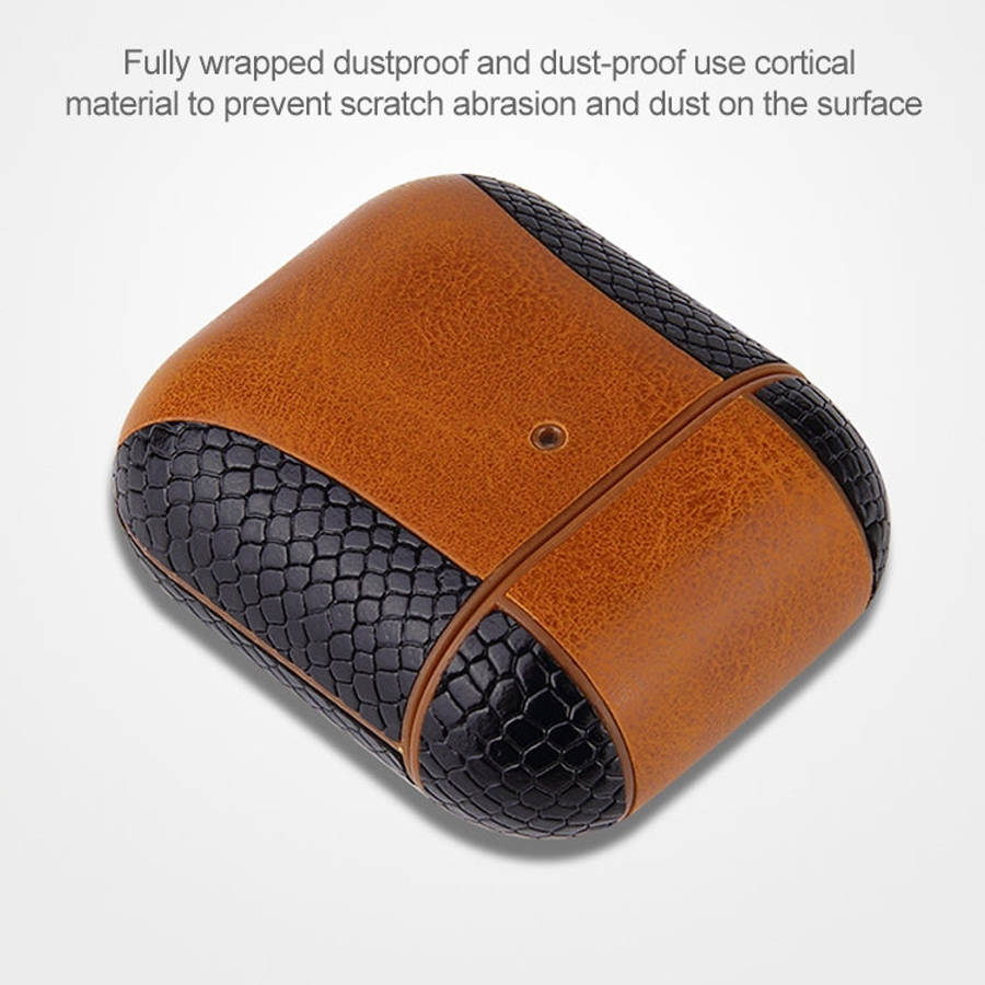 Colour-matching Flip-over Leather Earphones Shockproof Protective Case for Apple AirPods 1 / 2