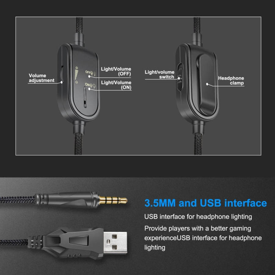 ONIKUMA K8 Over Ear Bass Stereo Surround Gaming Headphone with Microphone & LED Lights