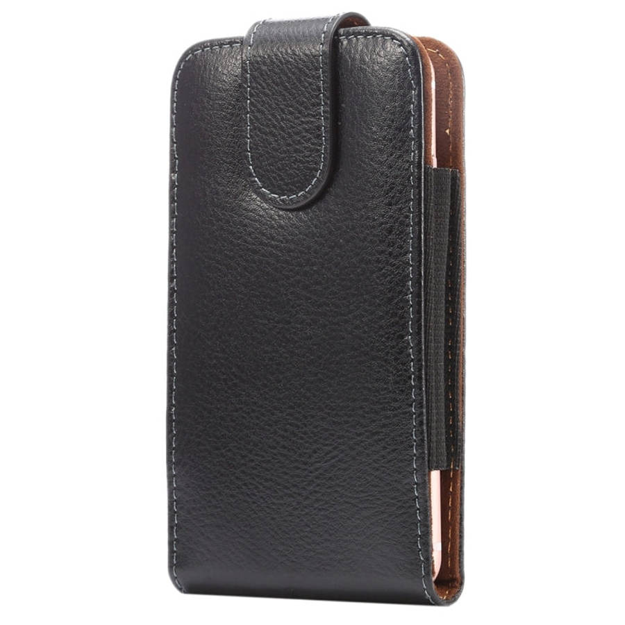 5.7 inch Litchi Texture Vertical Flip Upright Genuine Leather Case / Waist Bag with Rotatable Bac...
