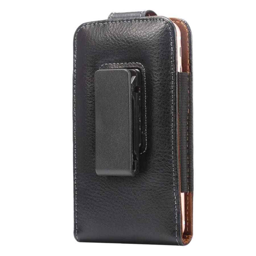 5.7 inch Litchi Texture Vertical Flip Upright Genuine Leather Case / Waist Bag with Rotatable Bac...