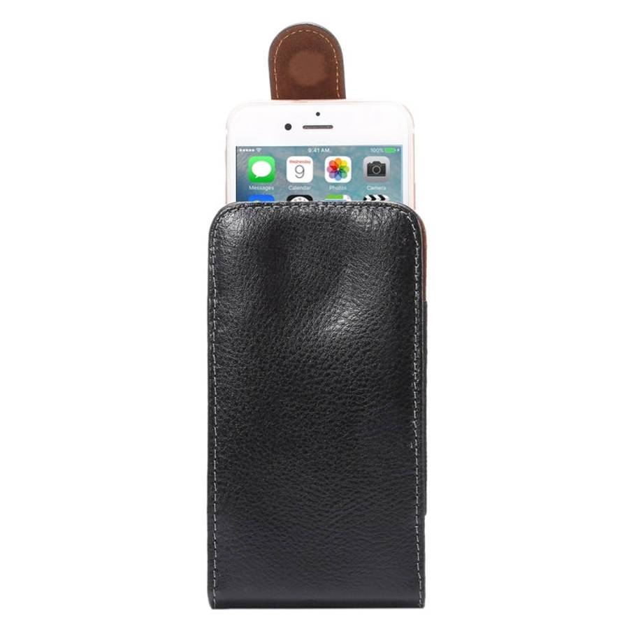 5.7 inch Litchi Texture Vertical Flip Upright Genuine Leather Case / Waist Bag with Rotatable Bac...
