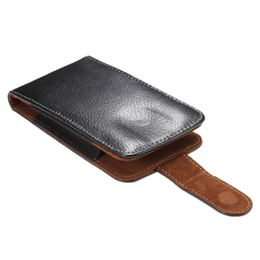 5.7 inch Litchi Texture Vertical Flip Upright Genuine Leather Case / Waist Bag with Rotatable Bac...