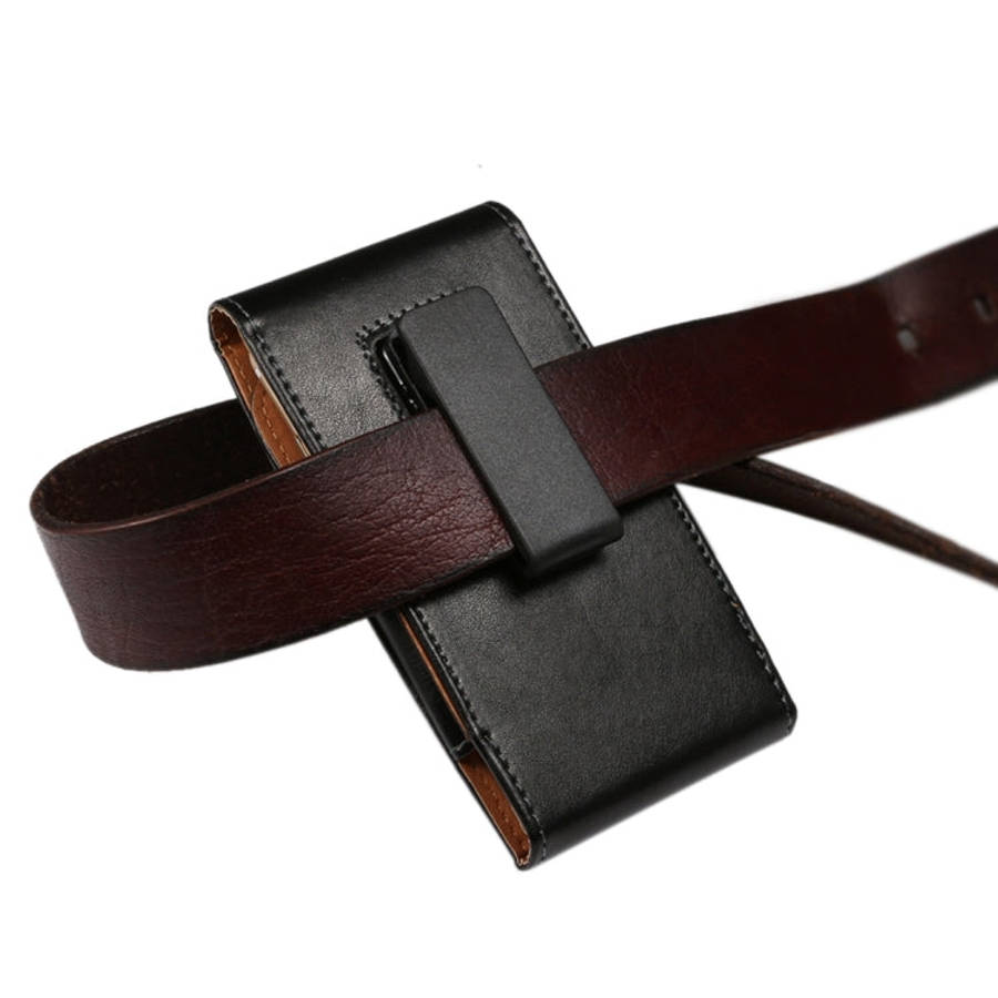 5.7 inch Litchi Texture Vertical Flip Upright Genuine Leather Case / Waist Bag with Rotatable Bac...