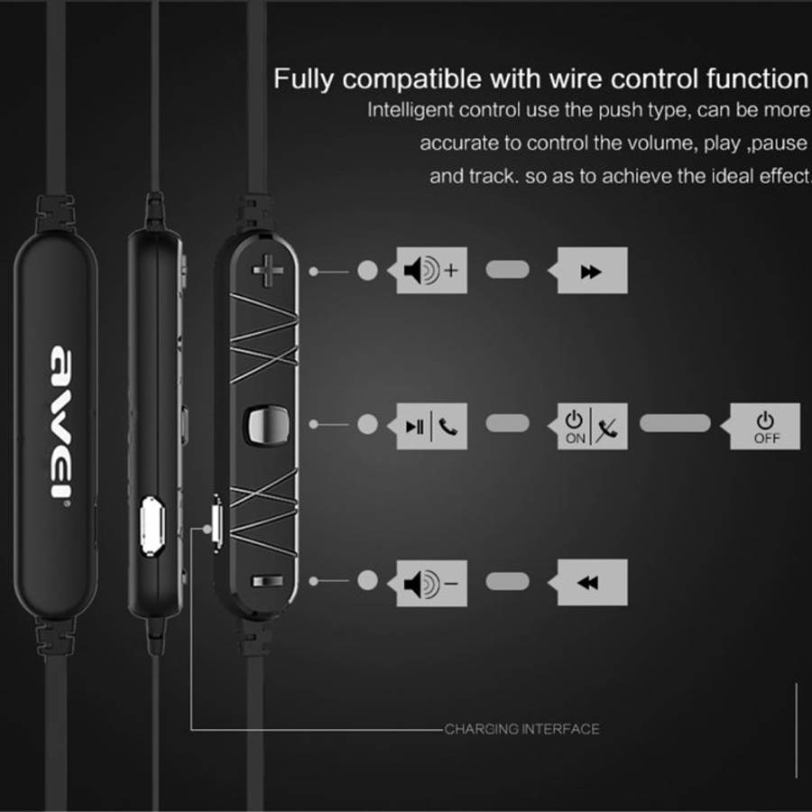 AWEI A980BL Wireless Sport Magnetic Bluetooth Earphone with Wire Control , Support Handfree Call