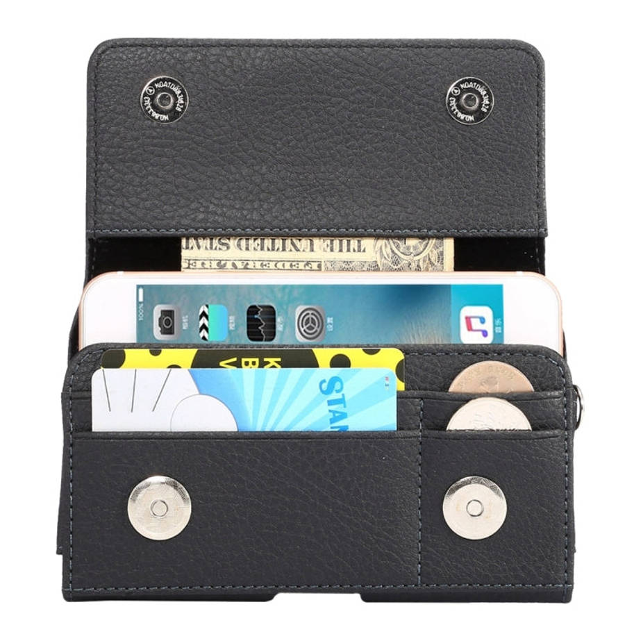 Universal Litchi Texture Vertical Flip Thwartwise PU Leather Case / Waist Bag with Back Splint & ...
