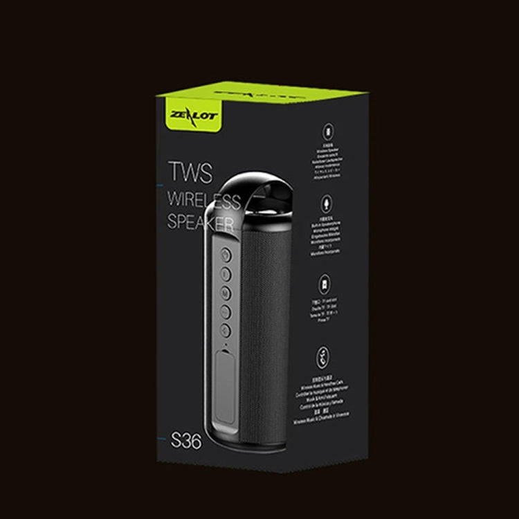 ZEALOT S36 Portable Heavy Bass Wireless Bluetooth Speaker with Built-in Mic, Support Hands-Free C...