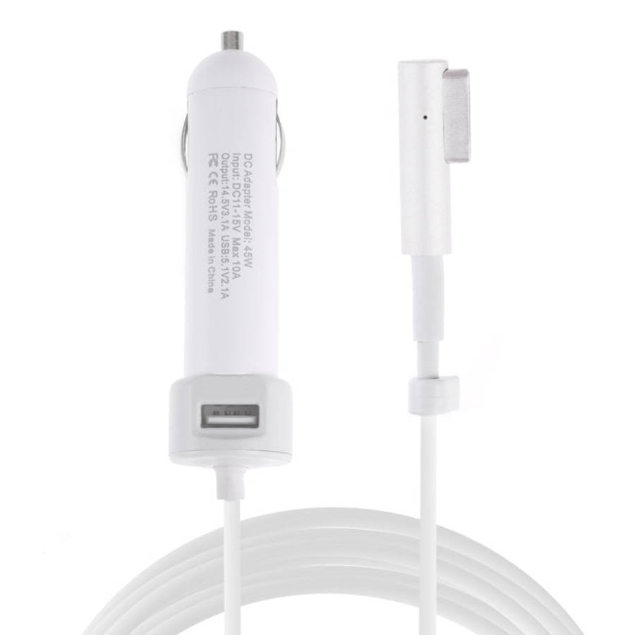 45W 5.1V 2.1A USB Interface Car Charger with 14.5V 3.1A L MagSafe Interface Data Cable, 14.5V 3.1...