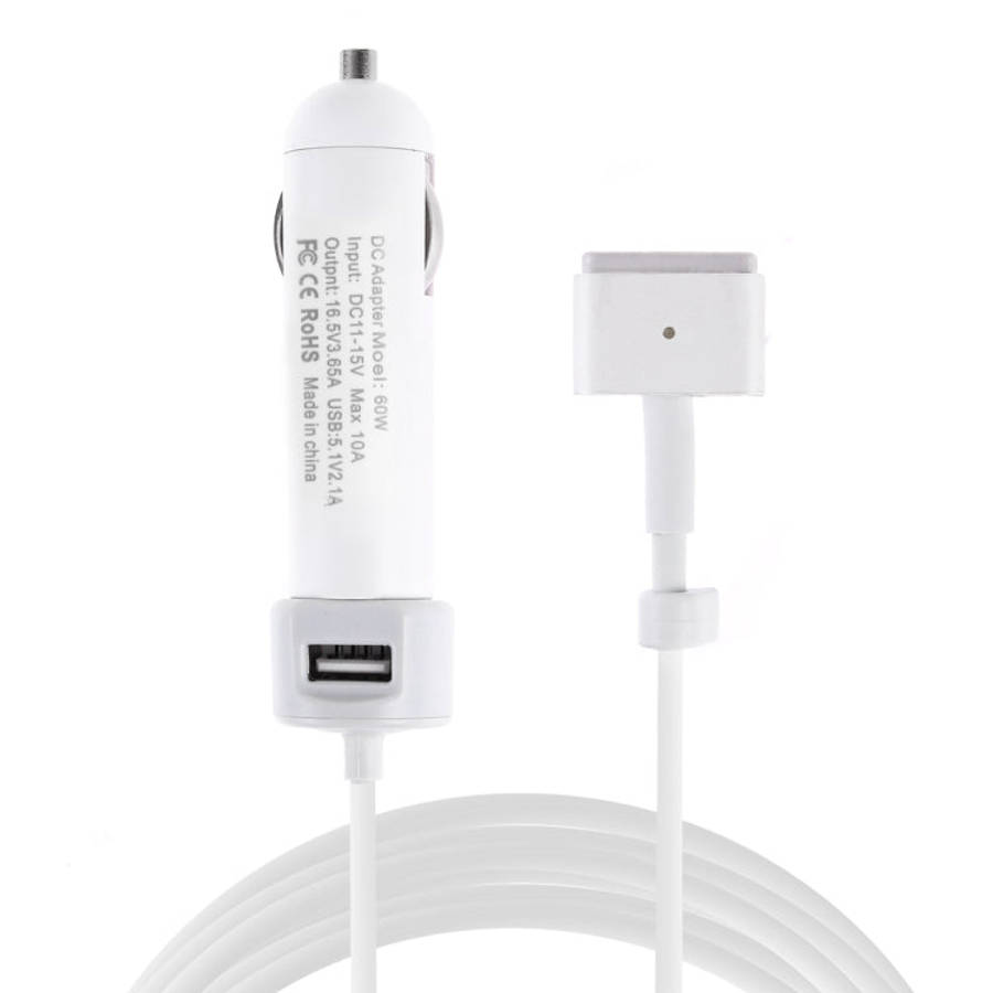 60W 5.1V 2.1A USB Interface Car Charger with 16.5V 3.65A T MagSafe 2 Interface Data Cable, 16.5V ...