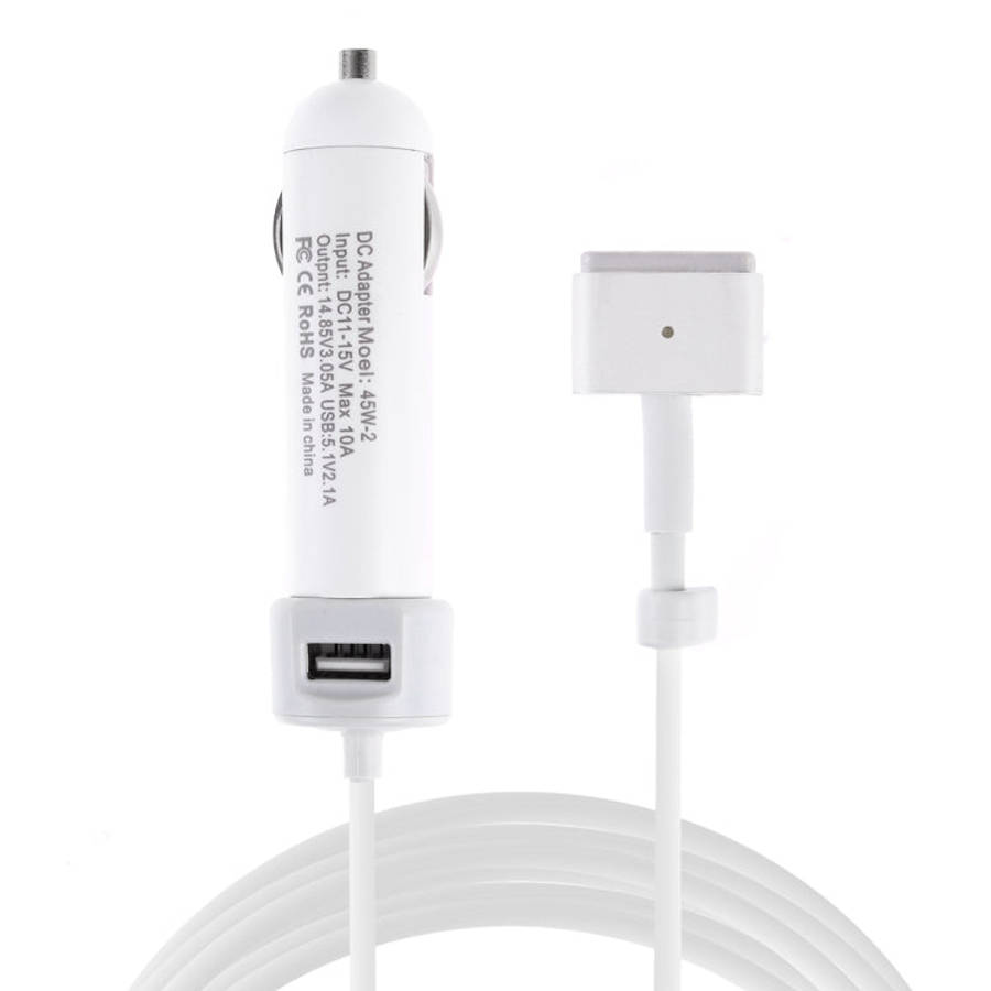 45W-2 5.1V 2.1A USB Interface Car Charger with 14.85V 3.05A T MagSafe 2 Interface Data Cable, 14....