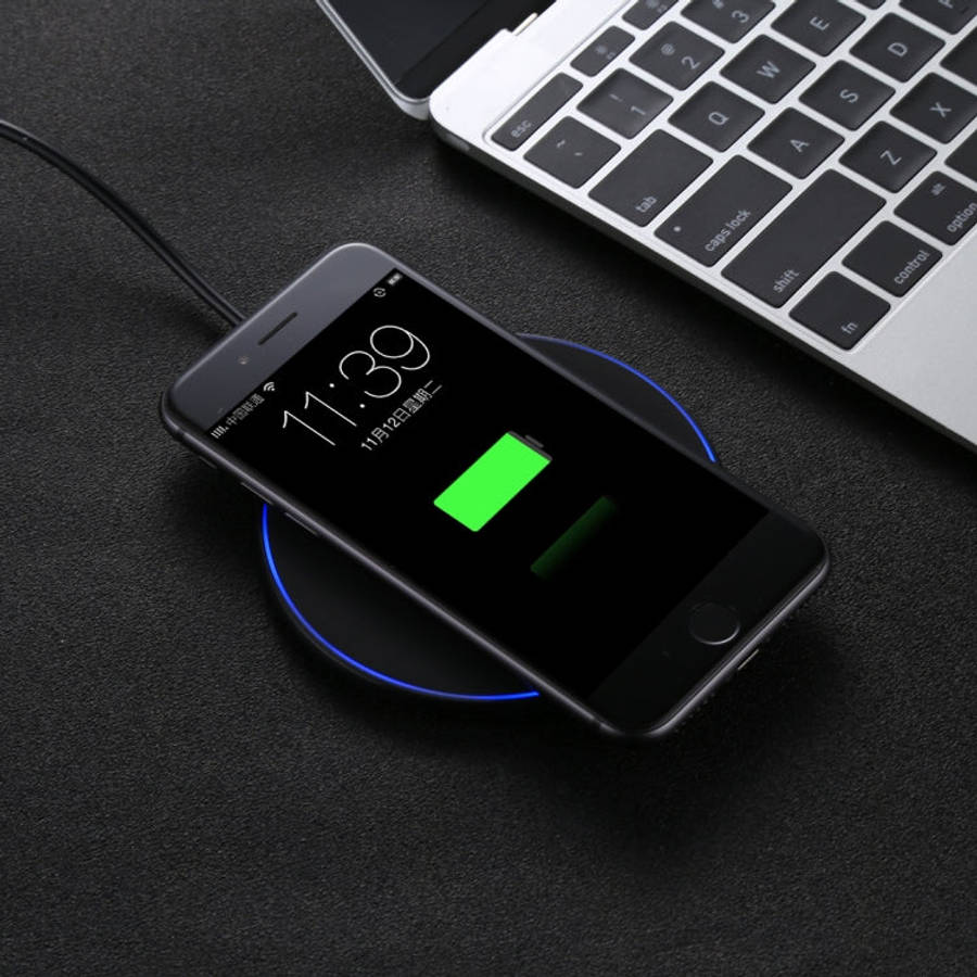 DC 9V 1.67A / 5V 1A Universal Round Shape Qi Standard Fast Wireless Charger with Indicator Light,...