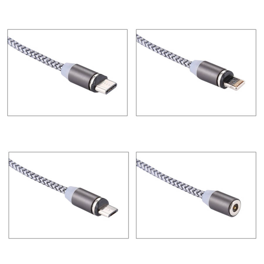 1.05m 8 Pin + Micro USB + USB-C / Type-C to USB Weave Data Sync Charging Cable with LED Indicator