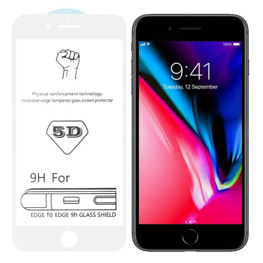 For iPhone 8 / 7 9H 5D White Full Glue Full Screen Tempered Glass Film, For iPhone SE 2020 / 8 / ...