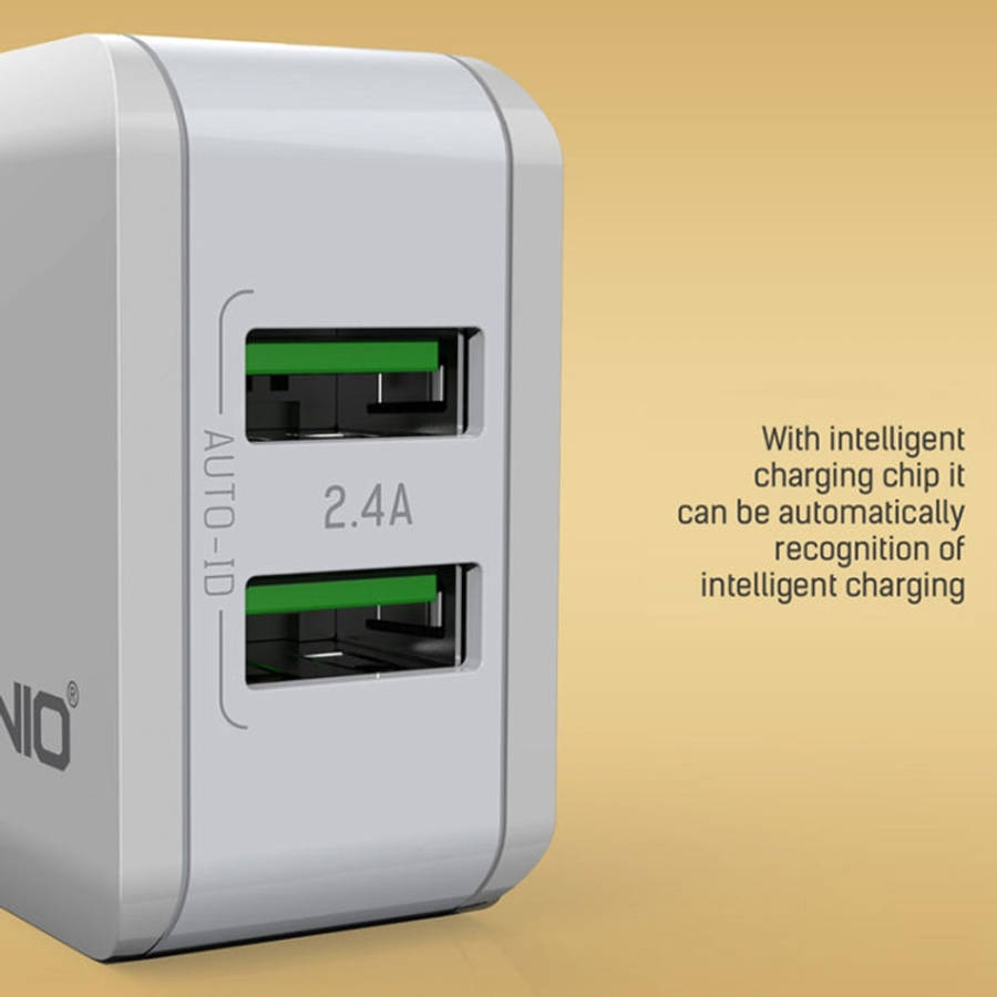 LDNIO A2201 2.4A Dual USB Charging Head Travel Direct Charge Mobile Phone Adapter Charger With 8 ...