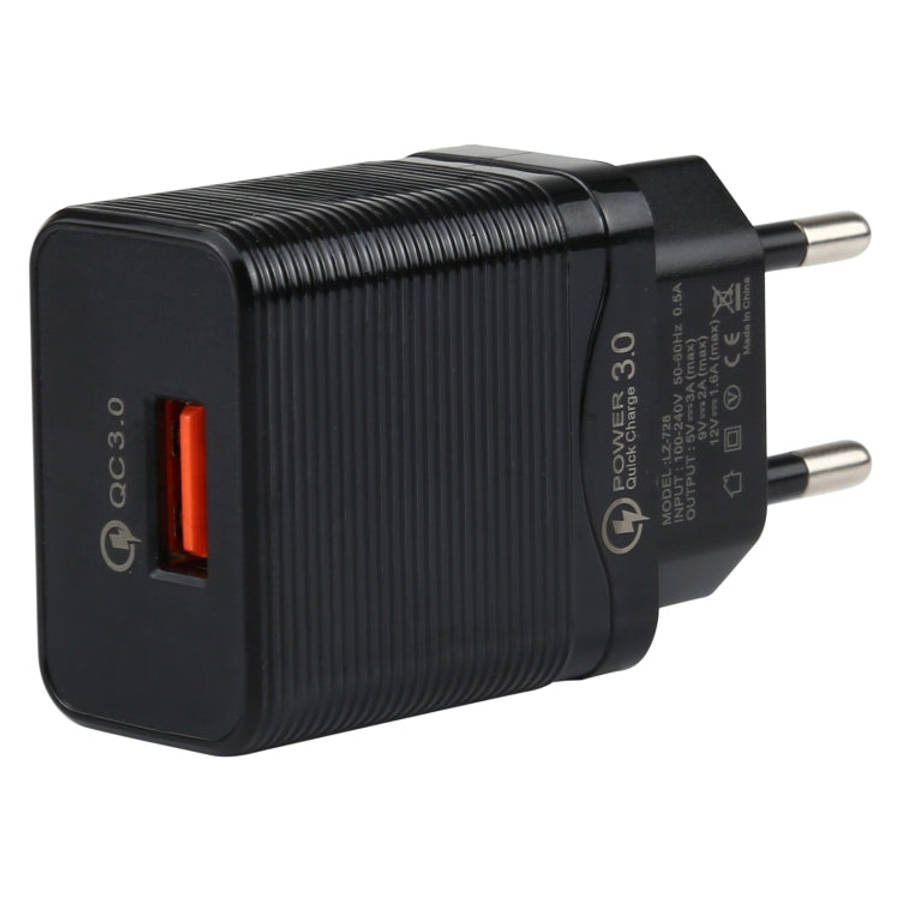LZ-728 2 in 1 18W QC 3.0 USB Interface Travel Charger + USB to 8 Pin Data Cable Set, EU Plug, Cab...
