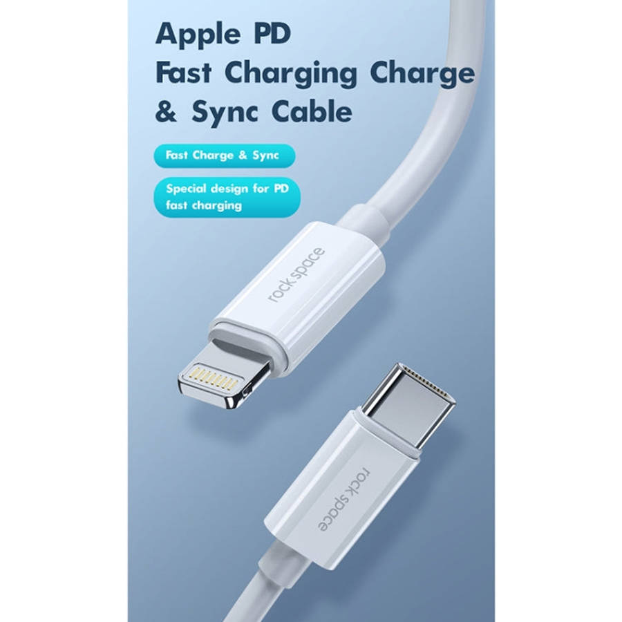 ROCK Space Z19 PD  20W 3A USB-C / Type-C to 8 Pin Fast Charging TPE Data Cable, Cable Length: 1m,...