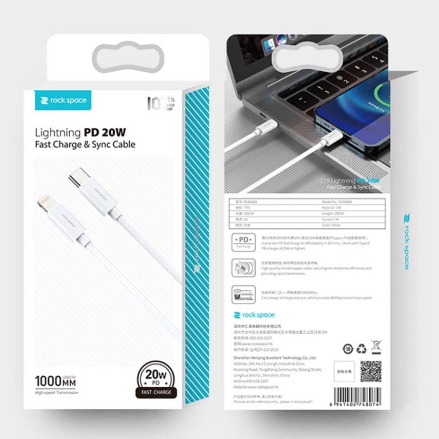 ROCK Space Z19 PD  20W 3A USB-C / Type-C to 8 Pin Fast Charging TPE Data Cable, Cable Length: 1m,...