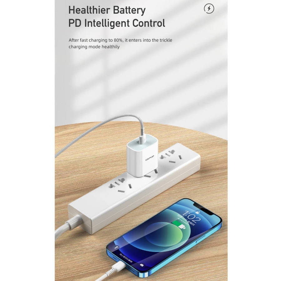 awei PD5 PD 20W Fast Charging Travel Charger Power Adapter with Type-C / USB-C to 8 Pin Cable, US...