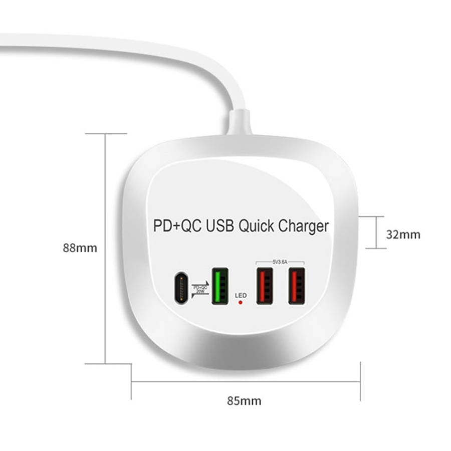 WLX-T3P 4 In 1 PD + QC Multi-function Smart Fast Charging USB Charger, WLX-T3P UK Plug, WLX-T3P U...