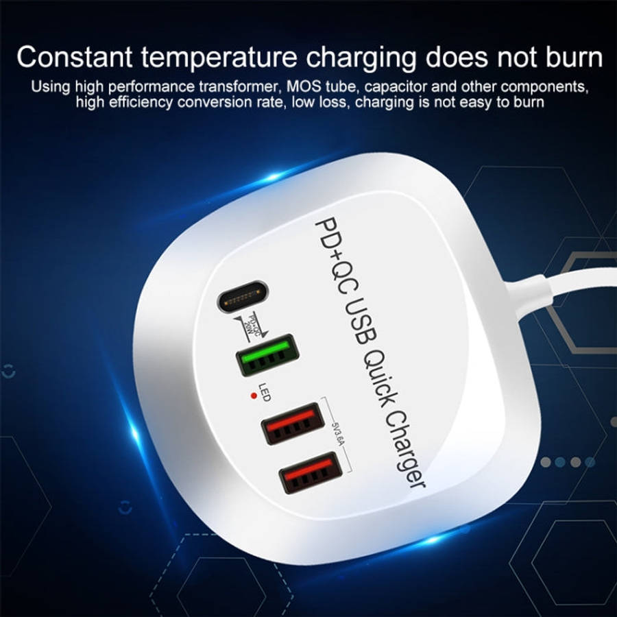 WLX-T3P 4 In 1 PD + QC Multi-function Smart Fast Charging USB Charger, WLX-T3P UK Plug, WLX-T3P U...