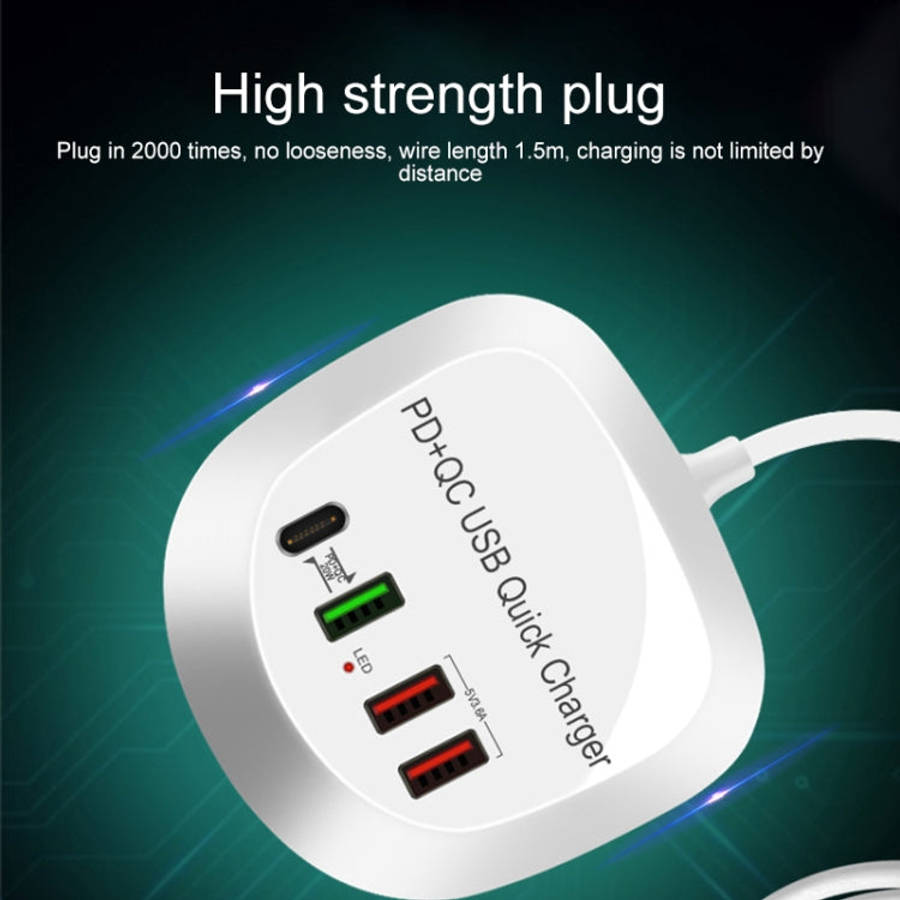 WLX-T3P 4 In 1 PD + QC Multi-function Smart Fast Charging USB Charger, WLX-T3P UK Plug, WLX-T3P U...