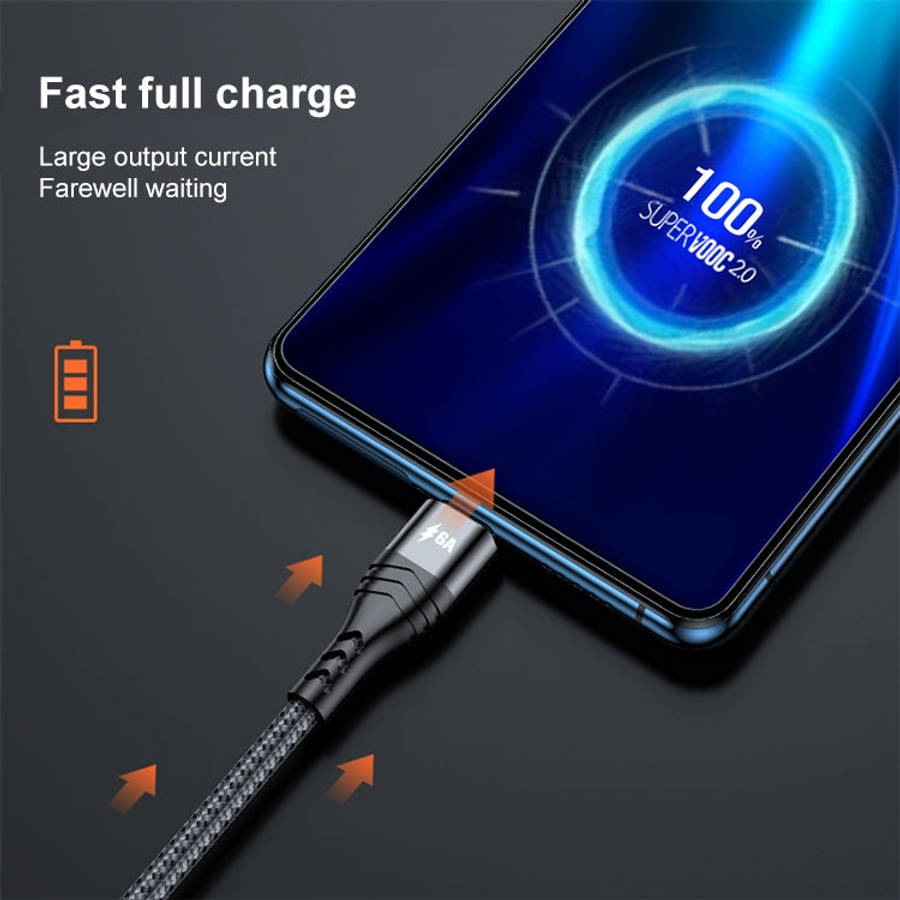ADC-138 66W 3 in 1 USB to 8 Pin + Micro USB + USB-C / Type-C Fast Charging Braided Data Cable, Ca...