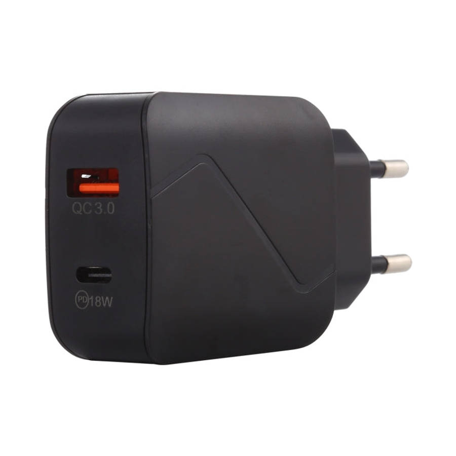 LZ-819A+C QC3.0 USB + PD 18W USB-C / Type-C Interfaces Travel Charger with Indicator Light, EU Pl...
