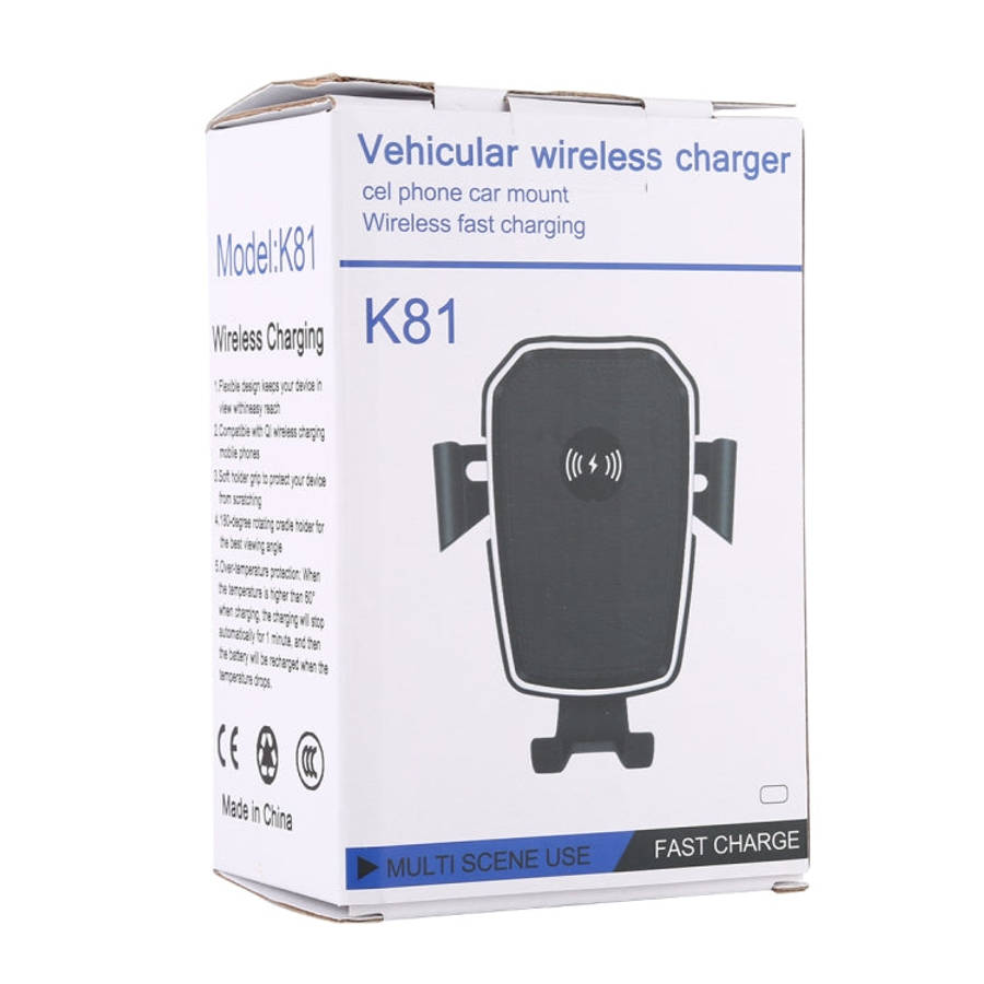 K81 10W QI Universal Rotating Gravity Induction Car Wireless Charging Mobile Phone Holder with Su...