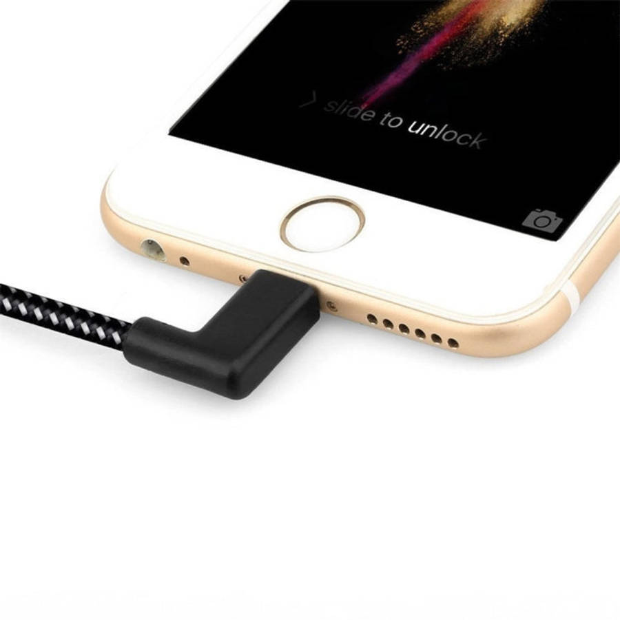 1m 2A USB to 8 Pin Nylon Weave Style Double Elbow Data Sync Charging Cable, 1m 8 Pin 2A