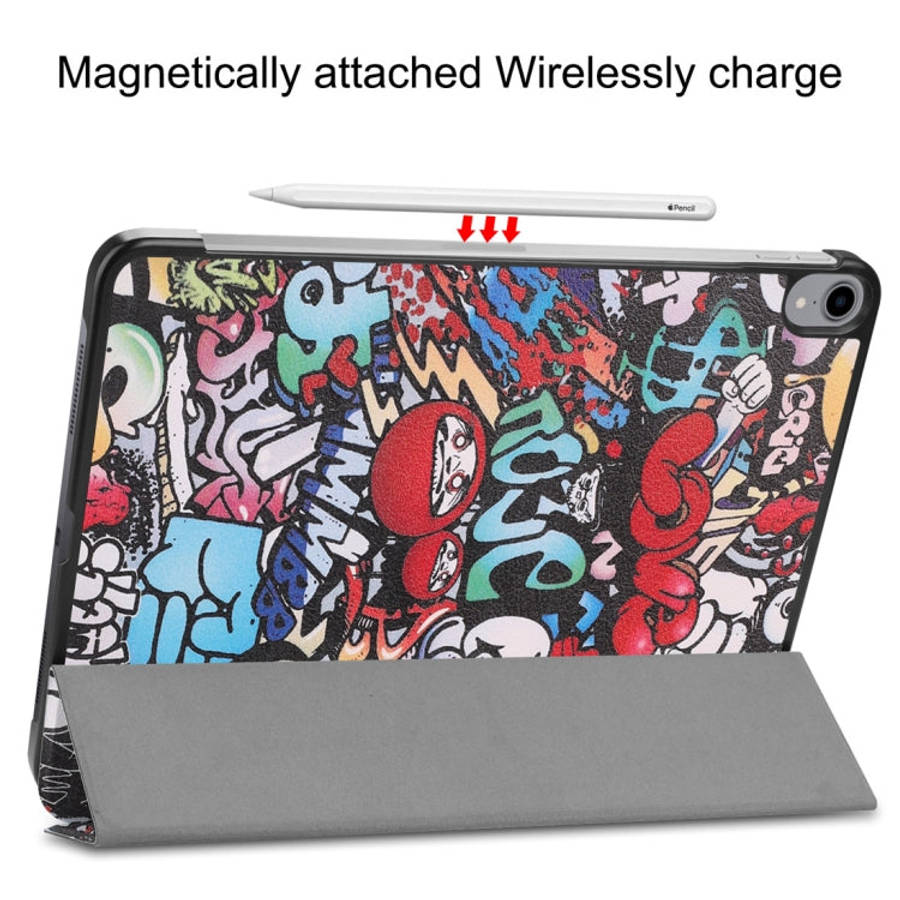Horizontal Flip Graffiti Pattern Colored Painted Leather Case for iPad Pro 11 inch (2018), with T...