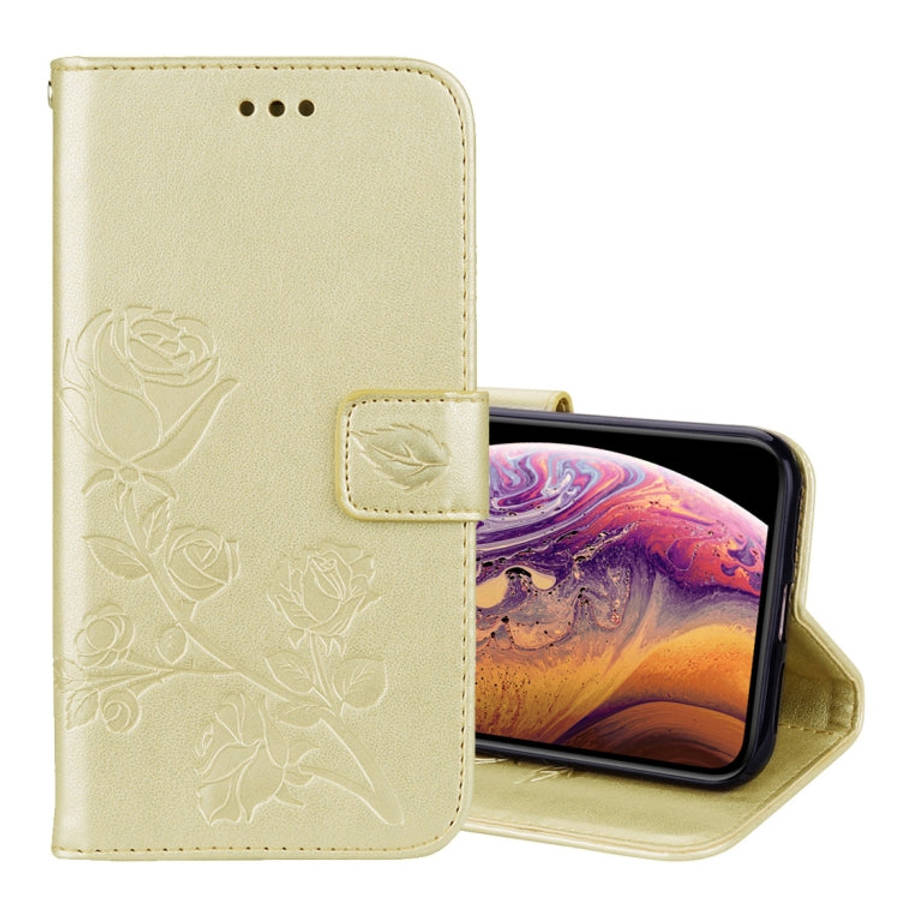 For iPhone XS Max Rose Embossed Horizontal Flip PU Leather Case with Holder & Card Slots & Wallet...